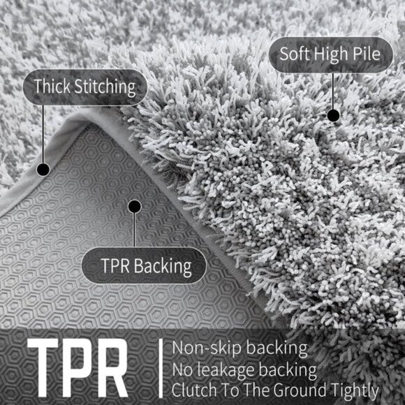 New 24x17 Bathroom Rug, Soft Plush Non-Slip Washable Mat for Shower & Sink Area - Picture 7 of 8